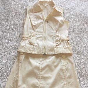 Piquee ivory cute skirt set